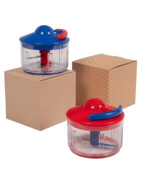 Kuhn Rikon 2-Cup Pull Chops Set of 2 with Gift Boxes RED/BLUE K48049 NEW